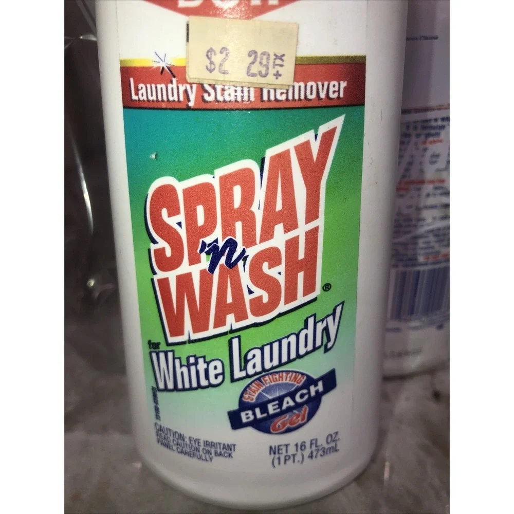 2-Vintage Spray N Wash Gel White Laundry Stain Remover w Bleach 1995 Dow Brands